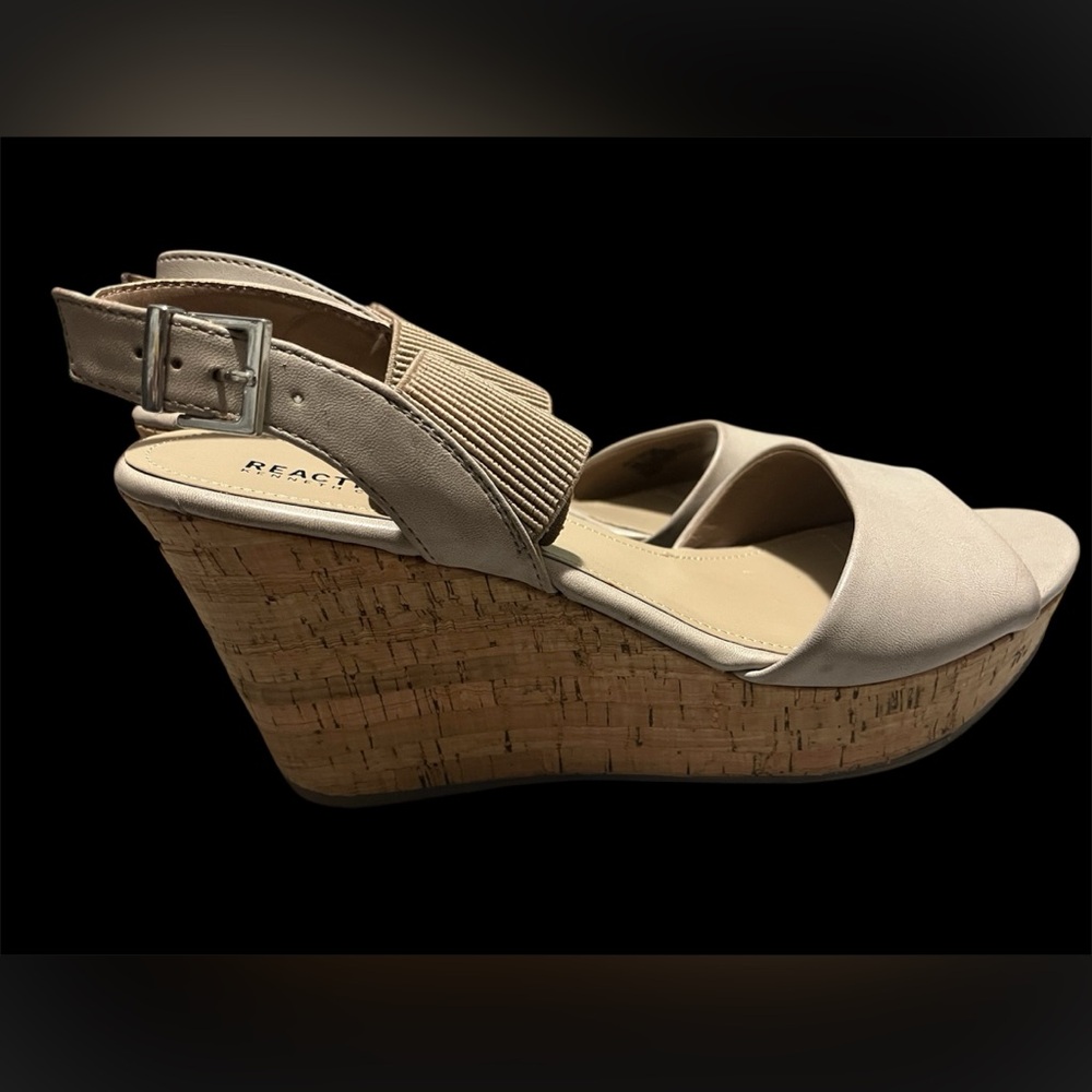 Women's 11M Kenneth Cole Reaction Neutral Beige Cork Wedge Sandals
